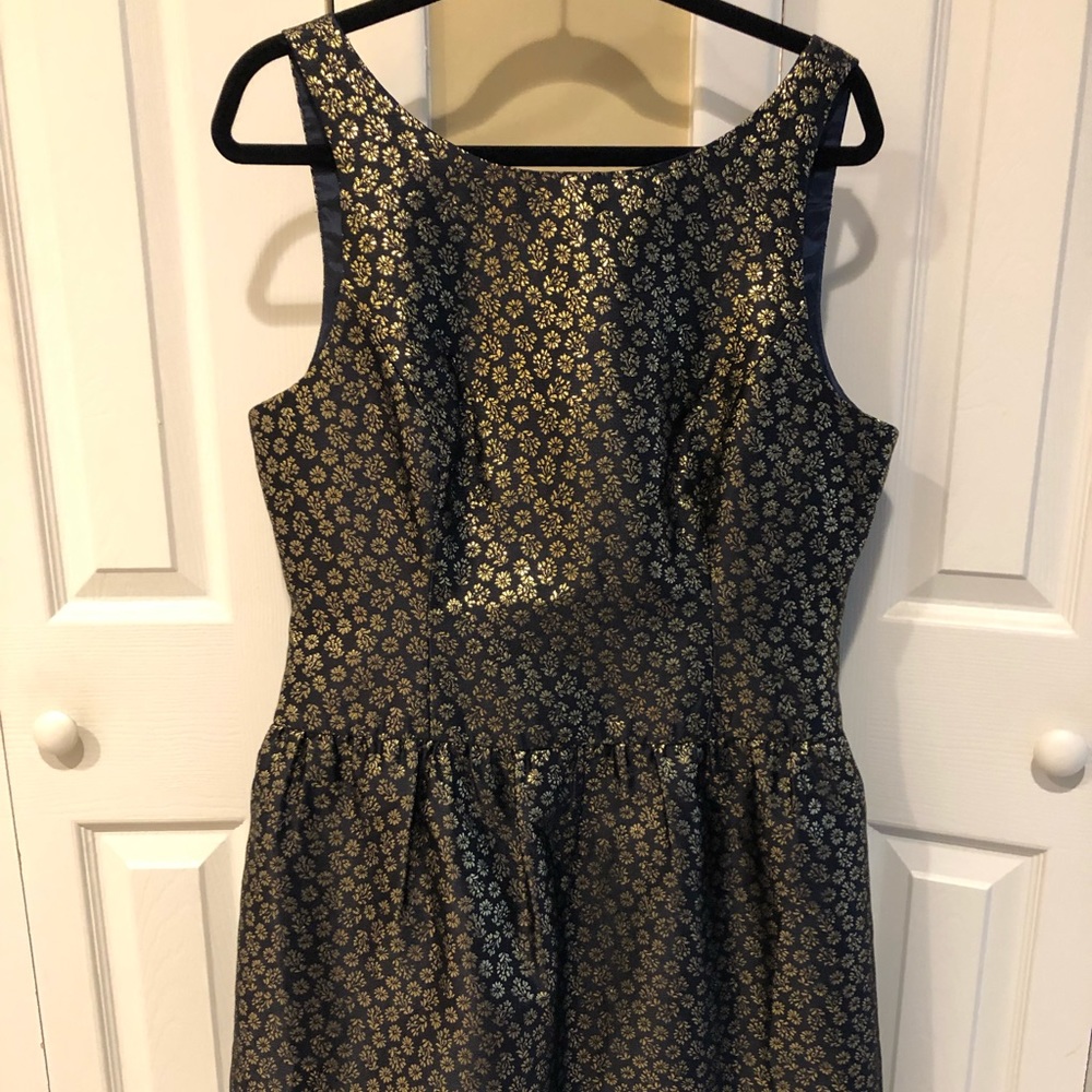 J. Crew Factory Navy & Gold Dress (NWT)